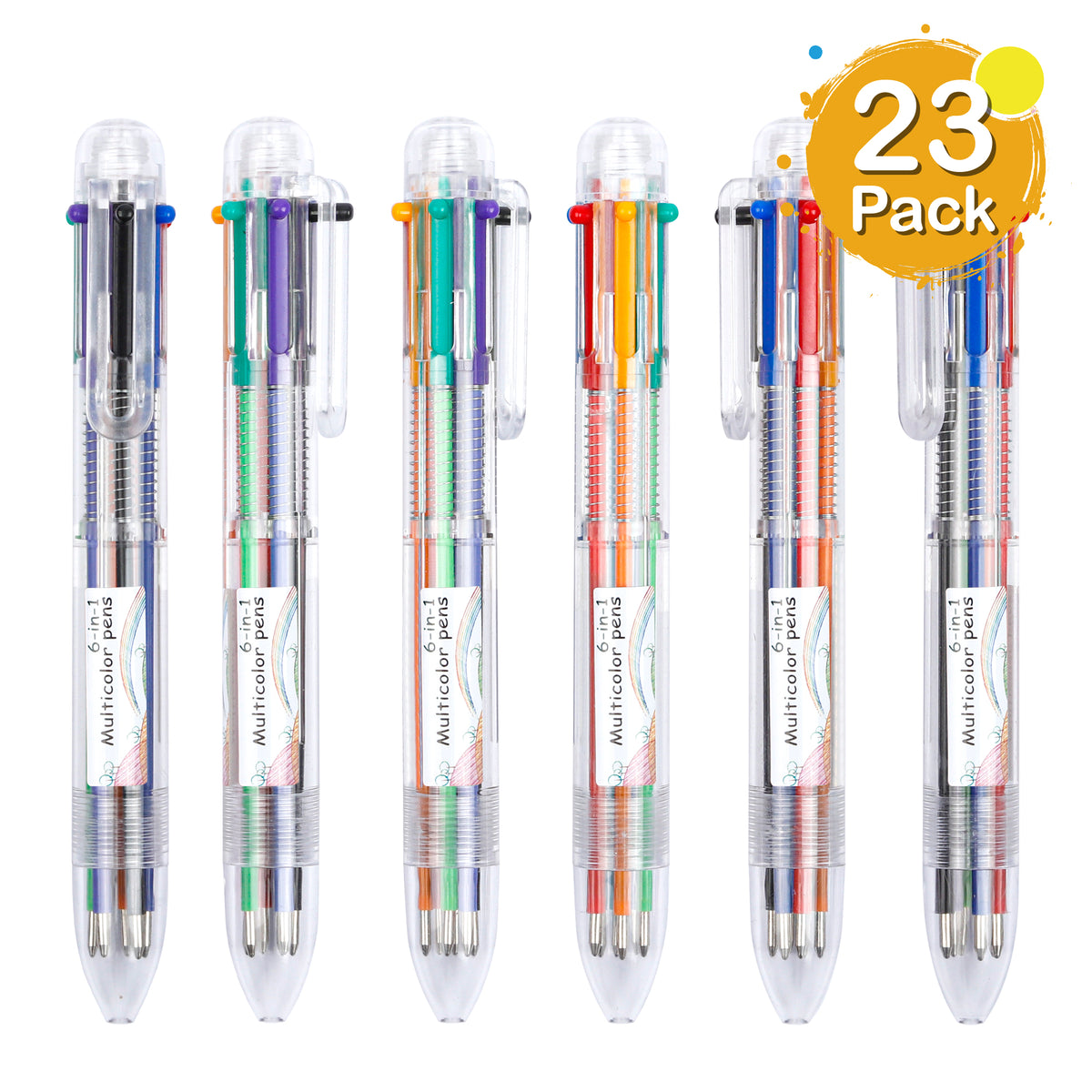 Linear Color Pens Set of 6, Patterned Roller Pens, Multicolor