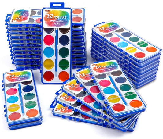 Watercolor Paints, 12 Colors - Set of 30