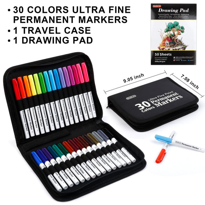 Shuttle Art Permanent Markers, 50 Pack Black Permanent Marker set,Fine Point, Works on Plastic,Wood,Stone,Metal and Glass for Doodling, Marking