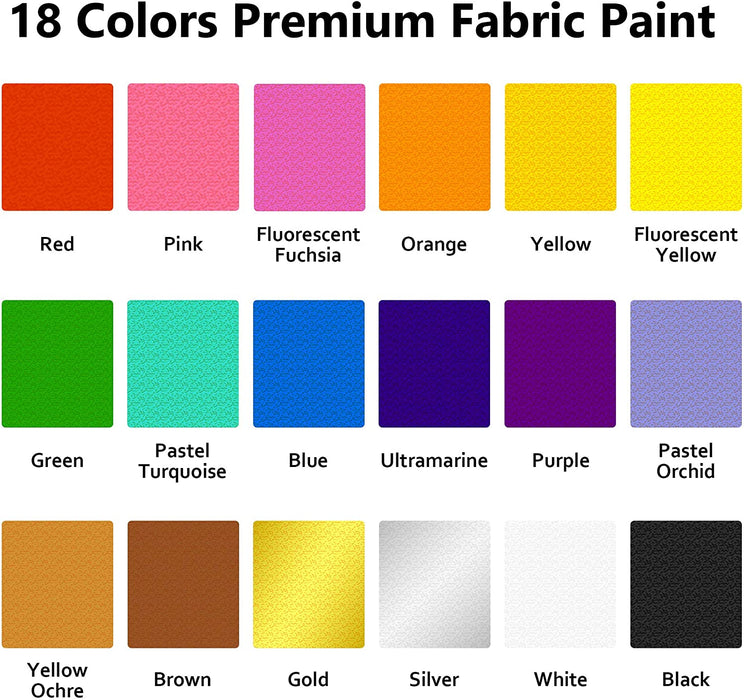 Fabric Paint - Set of 30 Colors (60ml/2oz)