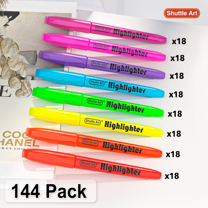 Highlighter Markers, 8 Bright Colors - Set of 144