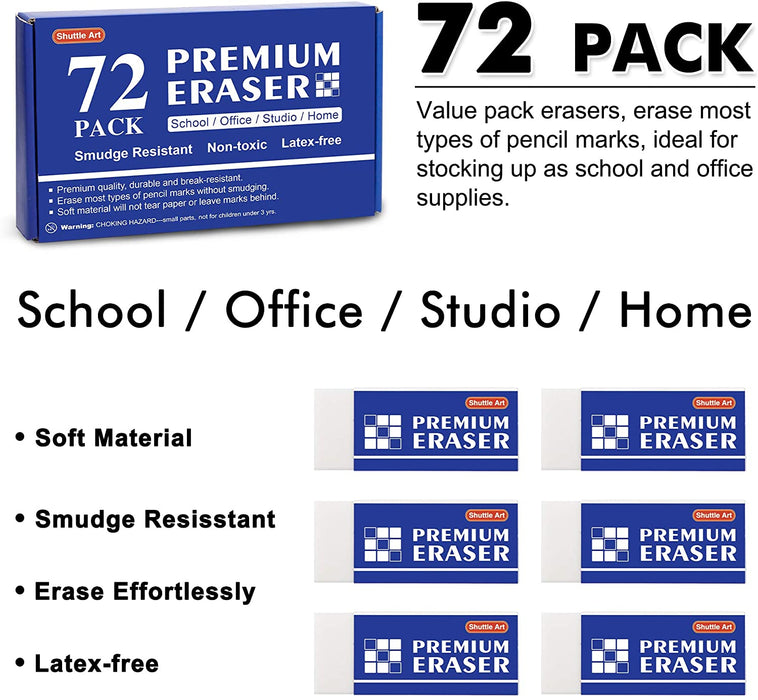Premium Erasers Bulk - Set of 72 — Shuttle Art