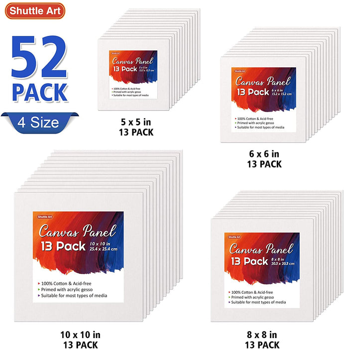 Canvases for Painting, Shuttle Art 34 Pack Multi Sizes Stretched Canvas and Canvas  Panels, 5x7, 8x10, 9x12, 11x14, 100% Cotton Primed Canvas Boards for  Painting, Blank Canvas for Acrylic Oil Paint 