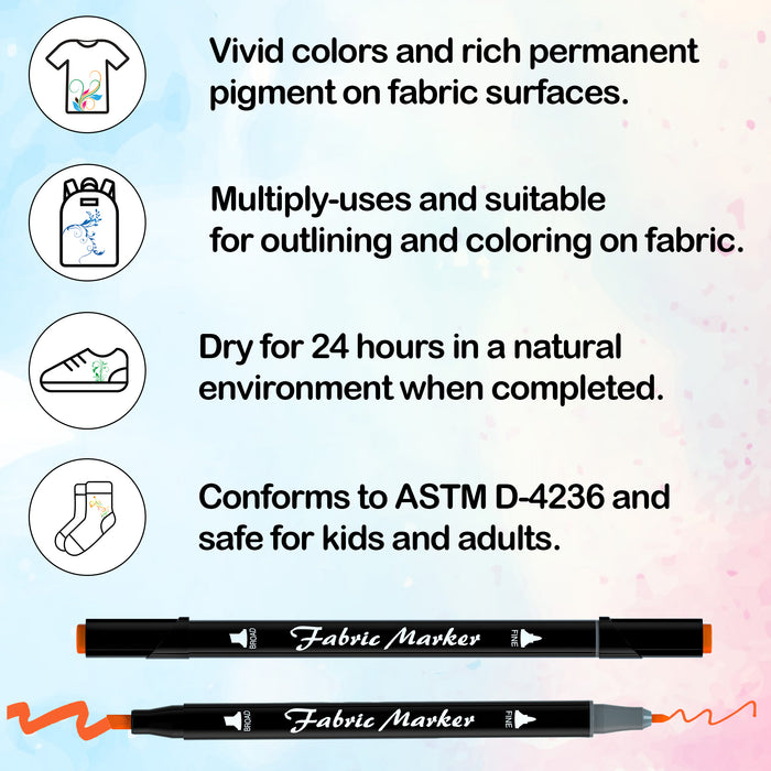 Shuttle Art Fabric Markers Pens, 30 Colors Dual Tip Fabric Markers  Permanent No Bleed Markers For T-Shirts Sneakers, Non-Toxic & Child Safe  Permanent - Imported Products from USA - iBhejo