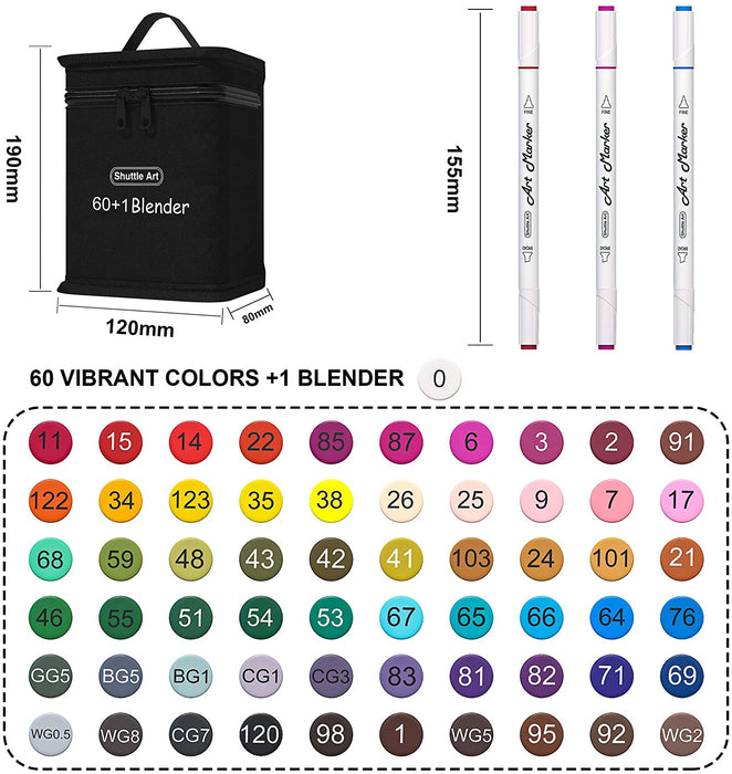  anngrowy 61 Colors Alcohol Markers Brush Tip Art