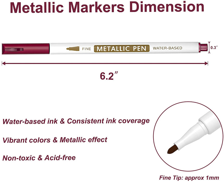 8 Colors Metallic Markers Outline Paint Pens 1mm Line Diy Scrapbooking For Black  Paper Photo Album Cd Surface School Office Supplies