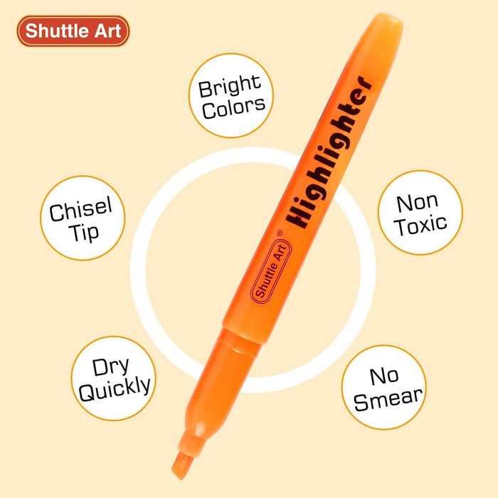 Shuttle Art Highlighters, 30 Pack Highlighters Assorted Colors, 10 Colors Chisel Tip Dry-Quickly Non-Toxic Highlighter Markers for Adults Kids