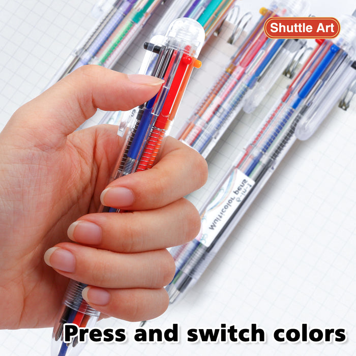 6 Pack 0.5mm 6-in-1 Multicolor Ballpoint Pen 6 Colors Retractable Ballpoint  Pens (6 Pack) 