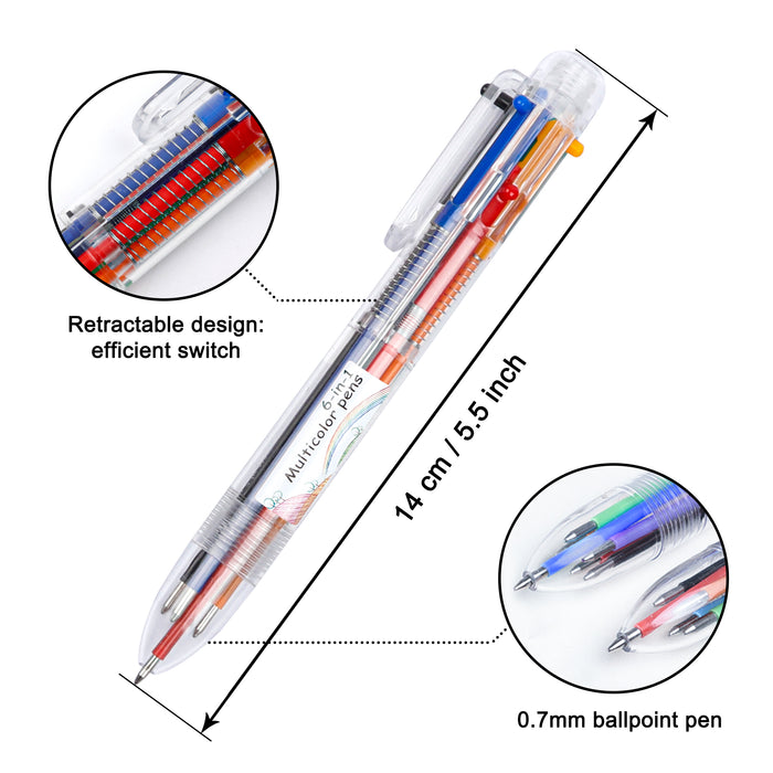 6-Color Shuttle Rainbow Pens