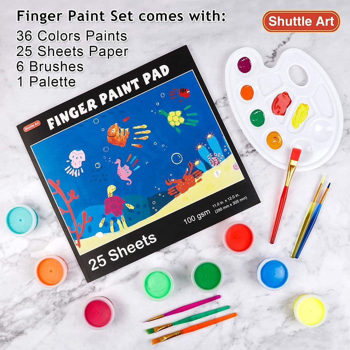 New 12 Color Washable Baby Finger Painting Fun Finger Painting Kit with  Book Paper Pad