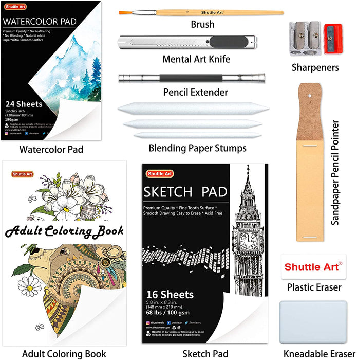 Drawing Kit Shuttle Art 103 Pack Drawing Pencils Set Sketching and Drawing  Art Set with Colored Pencils Sketch and Graphite Pencils in Portable Case  Drawing Supplies for Kids Adults and Artists