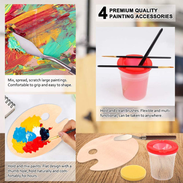 Acrylic Painting Set - 59 Pack with Wood Easel