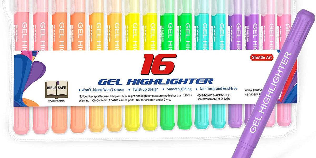 Gel Highlighters, 8 bright Colors - Set of 16 — Shuttle Art