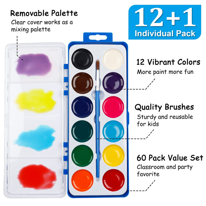 Sinbug 12 Colors Watercolor Paint Palette Set,with Paint Brush For Kids at  Rs 50/piece, Watercolor Brushes in New Delhi