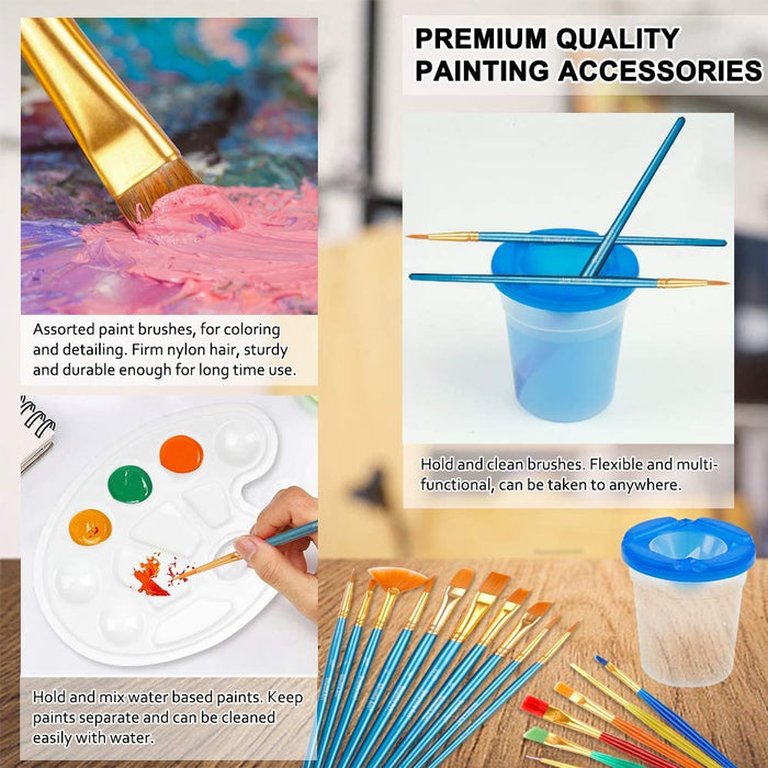ShineZoom Kids Paint Set 49 PC Acrylic Paint Set for Kids/ Adults（ 24 Col
