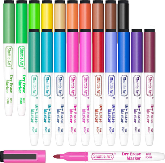 Dry Erase Markers, 20 Colors - Set of 20