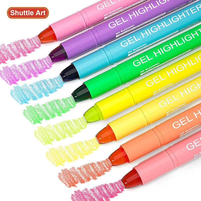 Gel Highlighters, 8 bright Colors  - Set of 16