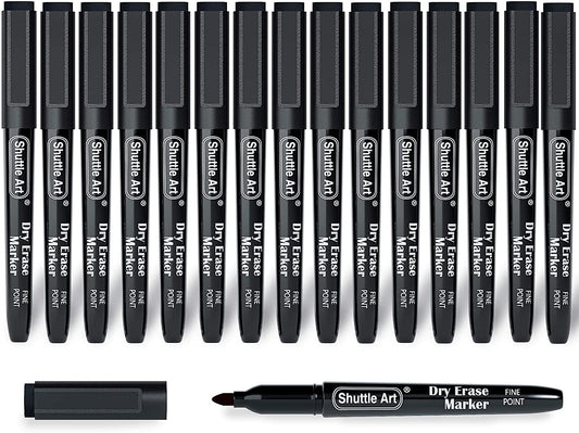 Magnetic Black Dry Erase Markers - Set of 15