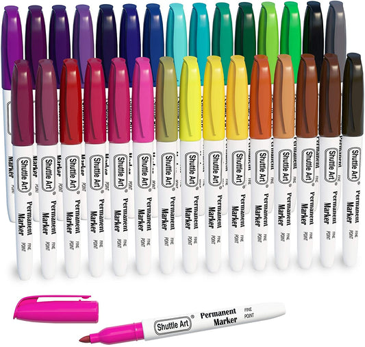 Colored Permanent Markers, Fine Point - Set of 30