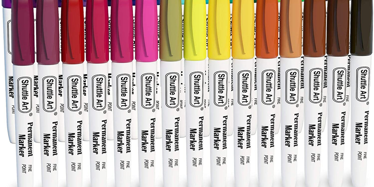 Shuttle Art 30 Colors Permanent Markers, Fine Point, Assorted Colors, Works on Plastic,Wood,Stone,Metal and Glass for Kids Adult Coloring Doodling