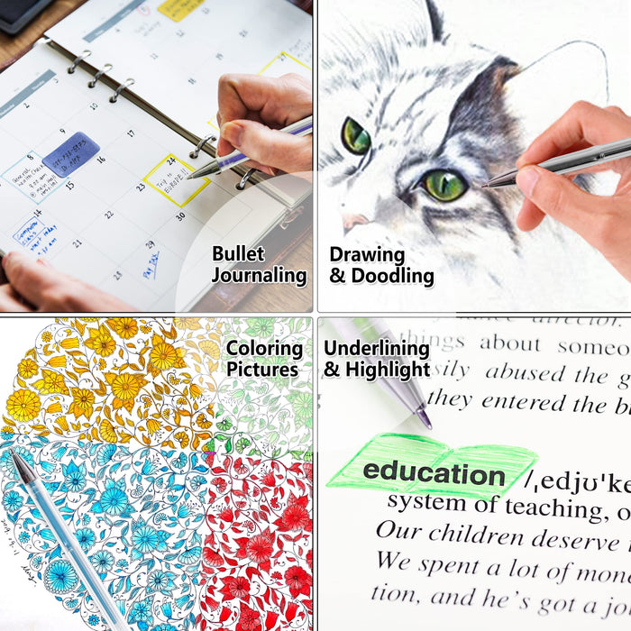  Aen Art Gel Pens Refills for Adult Coloring Books, 80 Unique  Colors, 40% More Ink Colored Gel Pens Set : Everything Else