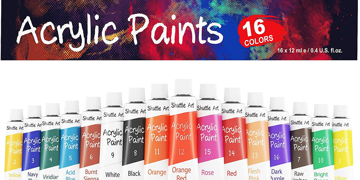 Acrylic Paint Large Bottle - 12 Colors, 473ml/16oz Each — Shuttle Art