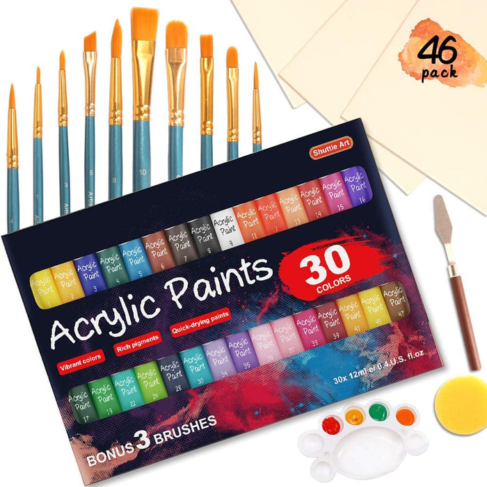 46-Piece Complete Artist Painting Set with Easel - 12 Acrylic & 12 Wat —  TCP Global