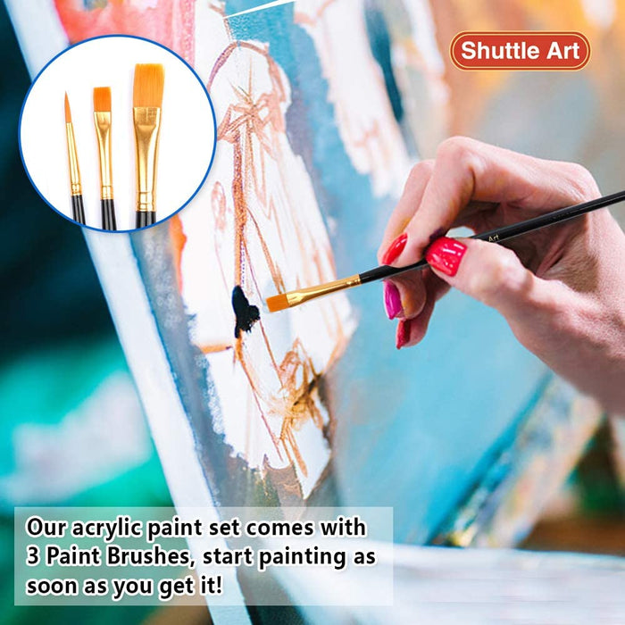 Acrylic Paint Set, Shuttle Art 66 Colors 22ml/Tube with 3 Brushes, Professional