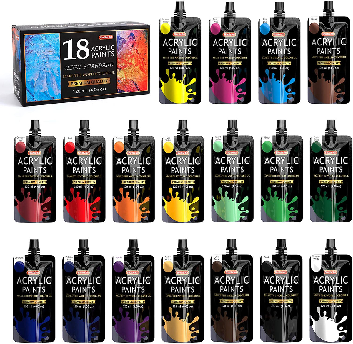 12 Bottles Acrylic Paint Set With Premium Acrylic Paint 3 - Temu