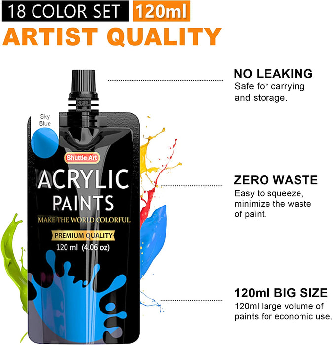 Sargent Art Black Acrylic Paint 16 oz. Squeeze Bottle Pack of 3