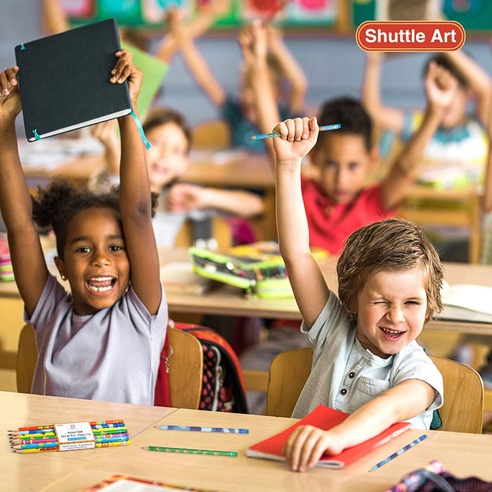Shuttle Art Colored Pencils Bulk, 408 Pack Coloring Pencil Set Plus 20 Sharpeners, 12 Assorted Colors, Classroom Pack School Supplies