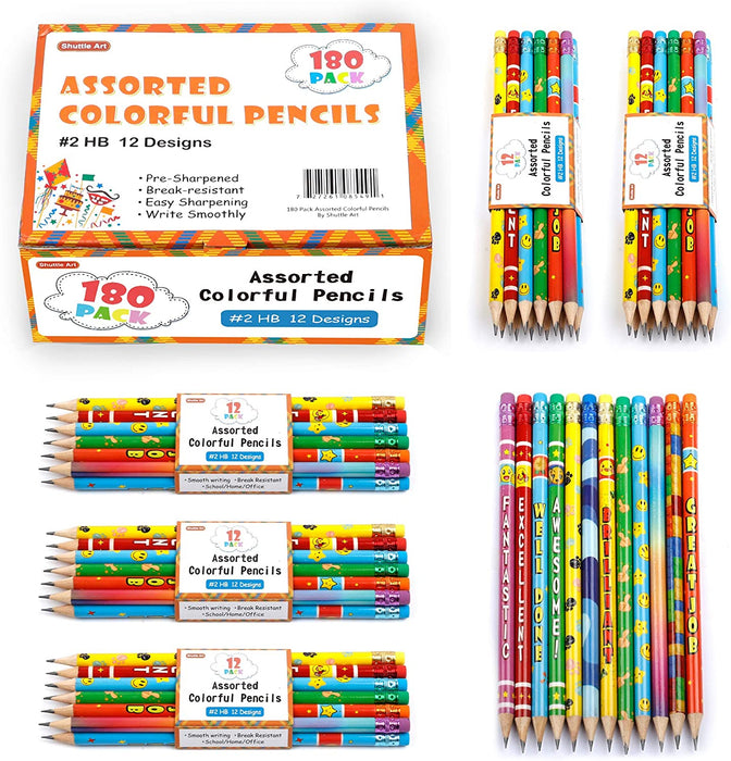 Teling Rainbow Pencils Striped HB Solid Wood Pencils for Kids Gift, Bulk  Colorful Round Pride Pencils with Top Erasers for Exams, School, Office,  LGBT