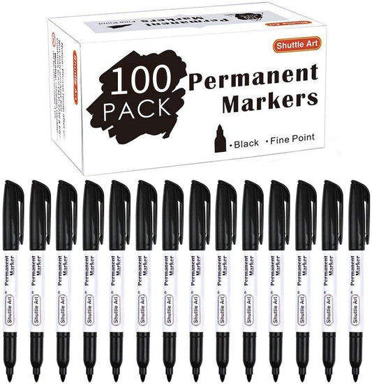 Black Permanent Markers - Set of 100