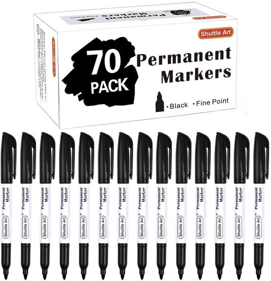 Black Permanent Markers - Set of 70