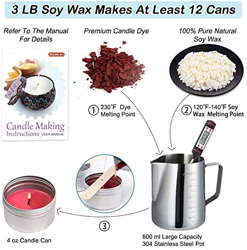 Candle Wax - DIY Candle Making Supplies with 5 LB Soy Wax for Candle Making  - Full Candle