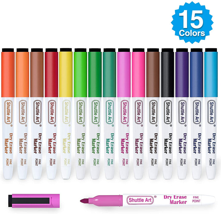 Shuttle Art Dry Erase Markers, 16 Colors Whiteboard Markers,Fine Tip Dry Erase Markers for Kids,Perfect for Writing on Whiteboards, Dry-Erase Boards