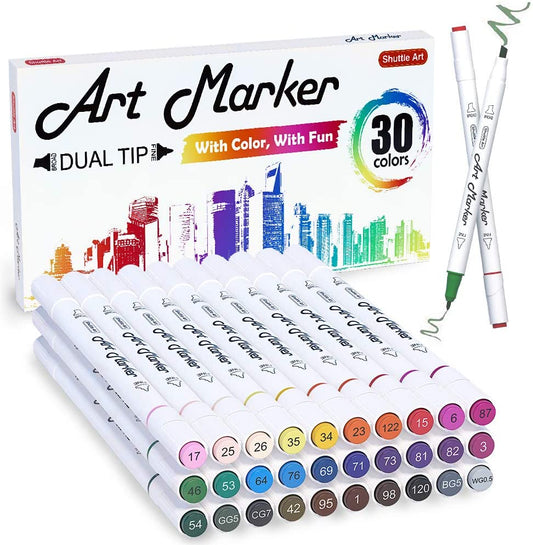 Dual Tip Art Markers - Set of 30