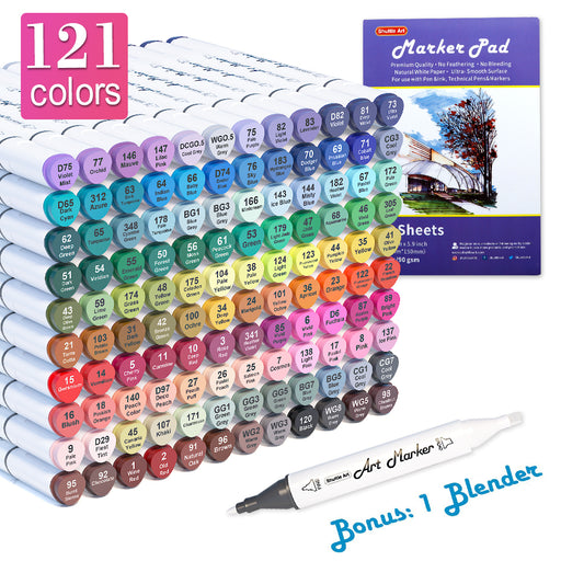 Colors Dual Tip Based Art Markers, 262 Colors Permanent Marker Plus  Colorless Blender, Micro-tip Pens, Marker Bag for Kids Adult Coloring