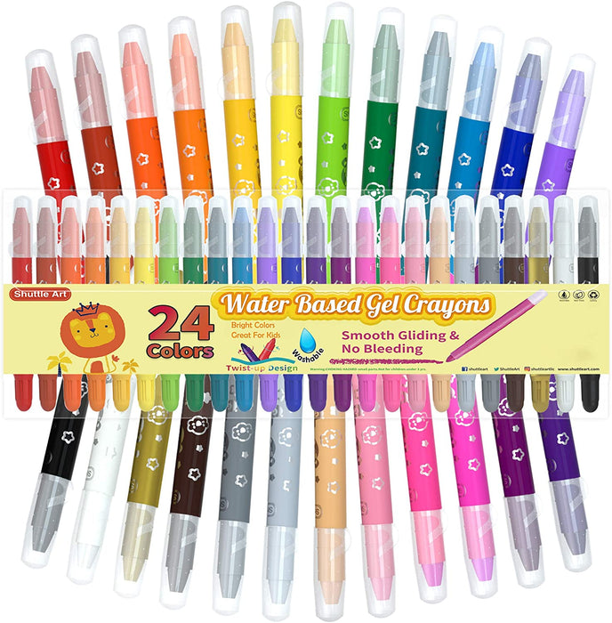 24 PC Water Color Gel Crayons Non-Toxic Coloring Washable Drawing Silky  Crayon 
