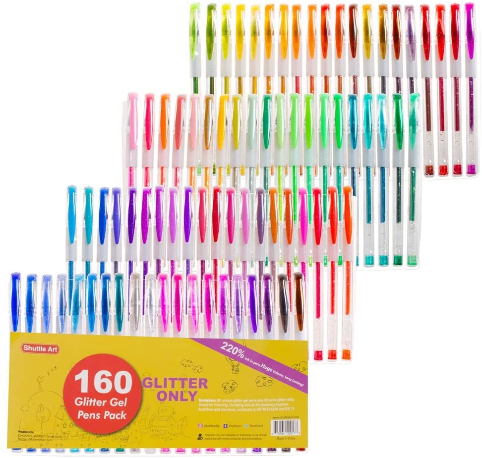 Colored Glitter Gel Pens, 80 Colors Gel Pen with 80 Refills - Set of 160