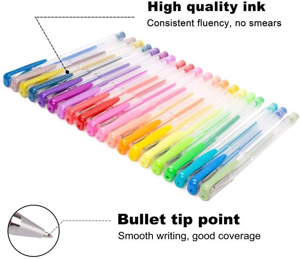 Colored Glitter Gel Pens, 40 Colors Gel Pen with 40 Refills - Set of 80