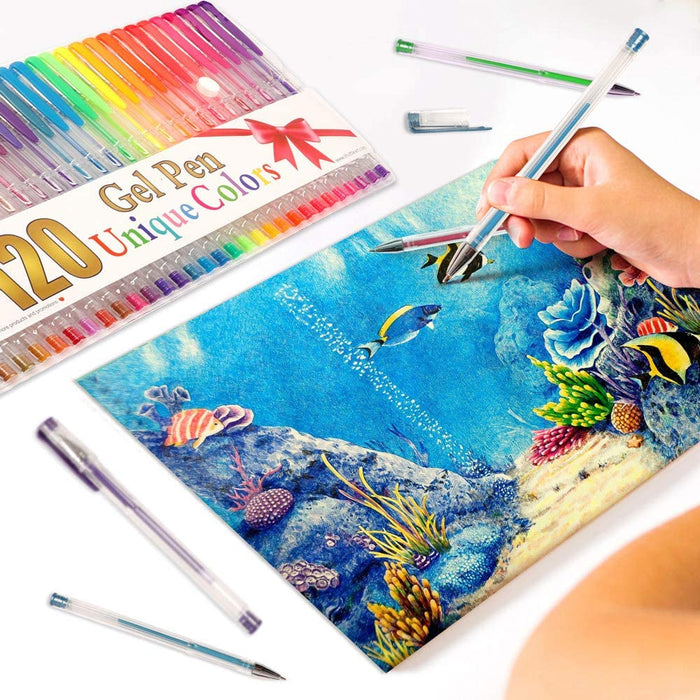 60/120 Gel Pens and a Coloring Books, Artist Colored Gel Pen with 40% More  Ink,Black Case.Perfect for Kids Drawing Doodlling Kit - AliExpress