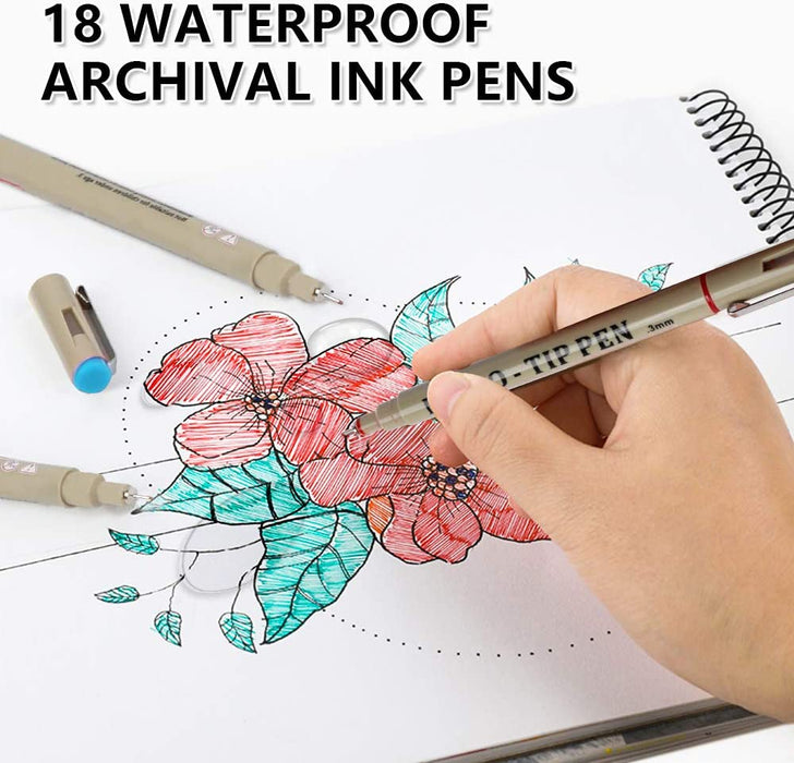 Micro-Pen Fineliner Ink Pens Black Micro Fine Point Drawing Pens Waterproof  Arch