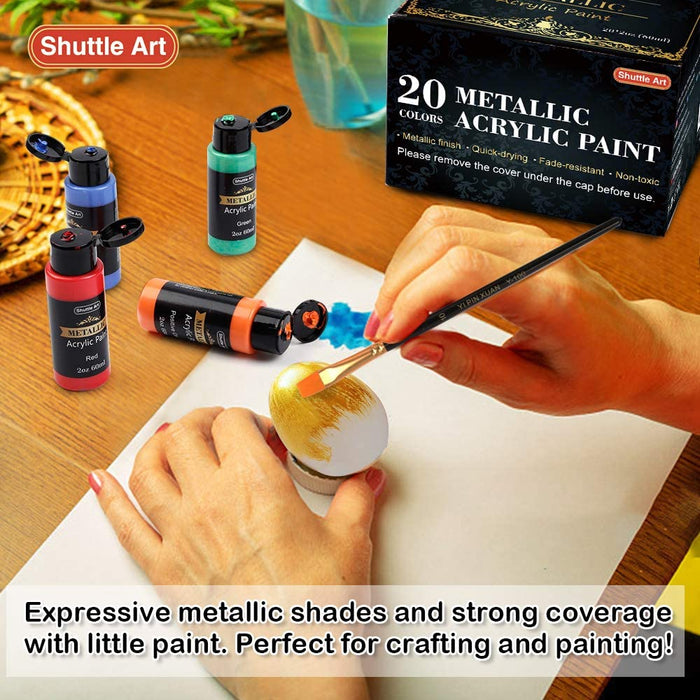Expressive Metallic Acrylic Paint Set - 20 Colors, 60ml Bottles
