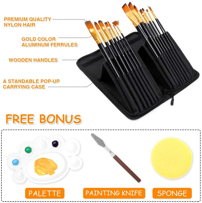  Paint Brush Palette Set, 18 Packs of 180 Pcs Brushes and 18 Pcs  Round Paint Tray Palettes Paint Pallets for Adults Art Paintbrush Sets for  Kids Nylon Hair Paint Brushes Acrylic