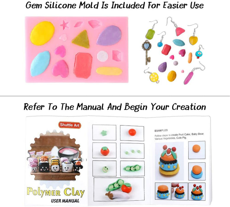 Polymer Clay, Shuttle Art 57 Colors Oven Bake Modeling Clay, Creative Clay  Kit with 19 Clay Tools and 10 Kinds of Accessories, Non-Toxic, Non-Sticky,  Ideal DIY Art Craft Clay Gift for Kids