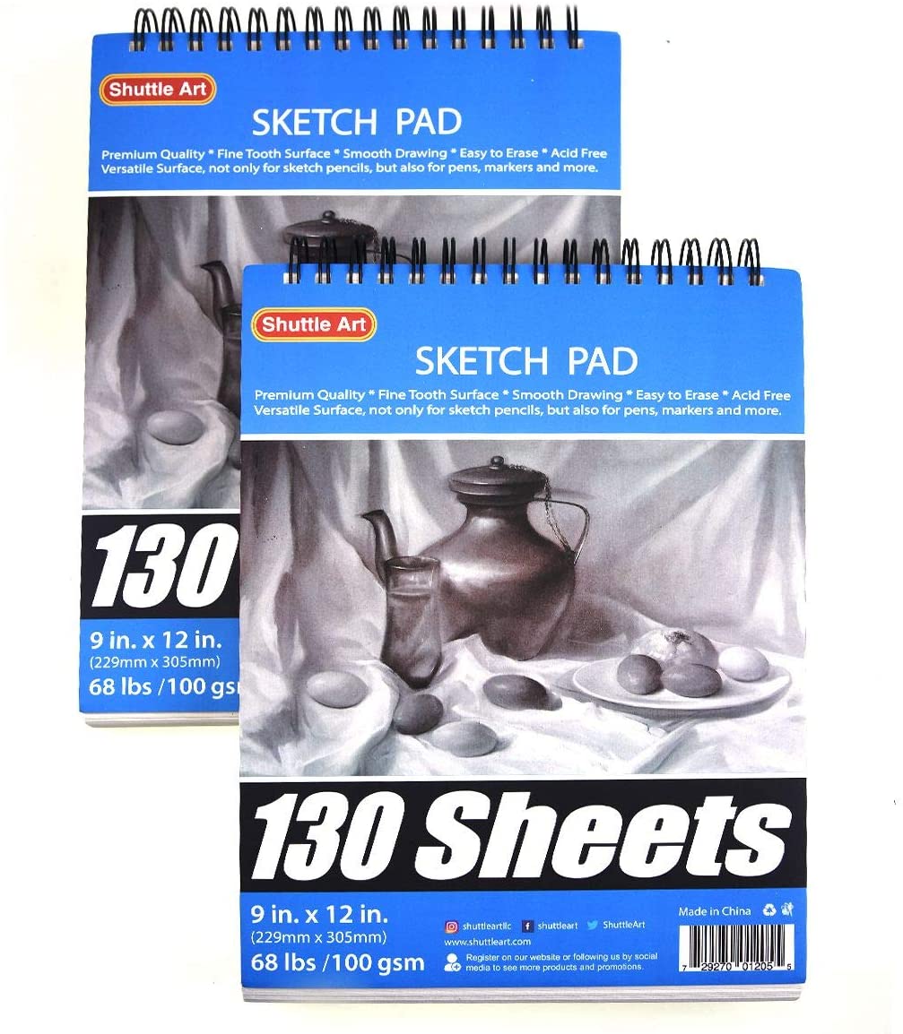 Sketch Pad 9x12, 2 Pack, 100 GSM, 100 Sheets Perforated (Pack of 2 -  Jumbo Sketchbook Pads 9 x 12)