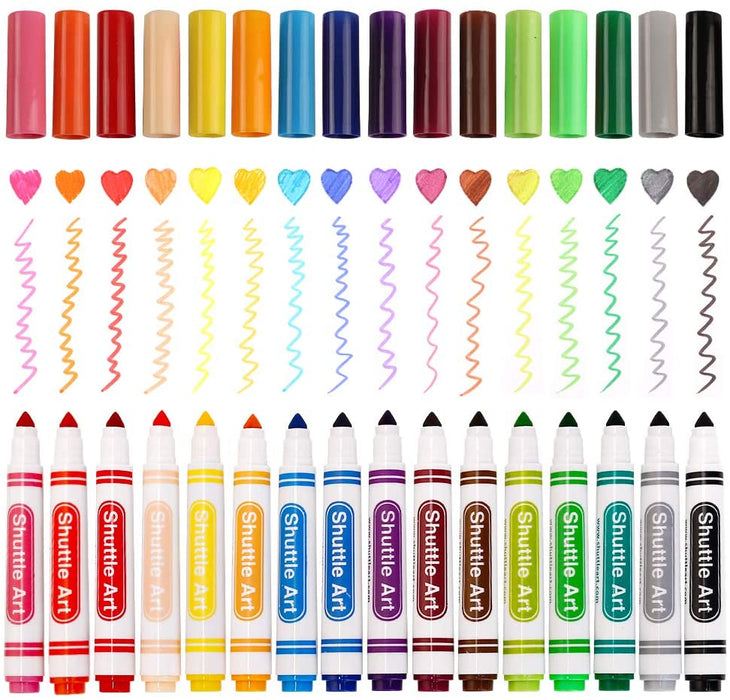 Shuttle Art 304 Pack Washable Markers Bulk, 16 Assorted Colors Broad Line Classroom Pack Markers, Classroom School Supplies for Teachers Kids
