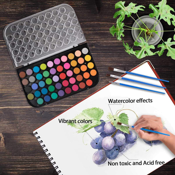 Watercolor Paint Set Washable Non Toxic Watercolor Pan Set For Kids Adults  Beginners 48 Colors 0048