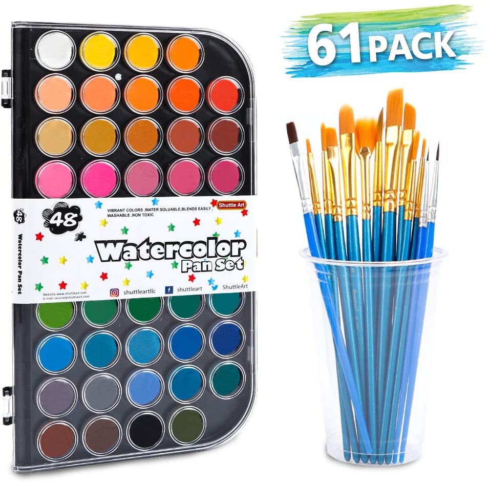 Watercolor Painting Set with Brushes and Paint Pens (36 Colors, 8 Pieces)